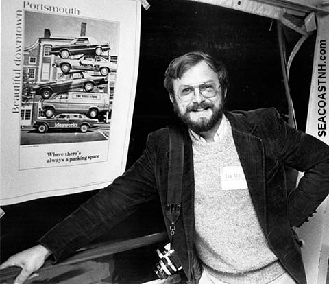 Ralph Morang with original Parking Poster at trade show in the mid 1980s