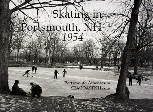 Skating in Portsmouth South Cemetery Pond /Portsmouth athenaeum