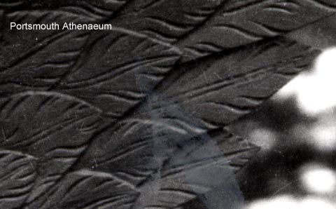 Detail of wood carving on Bellamy Eagle