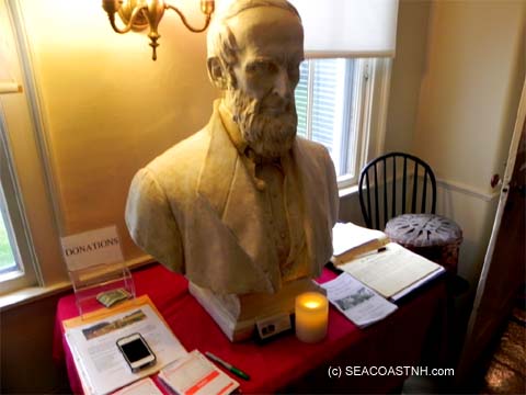 Bust of Whittier at Whittier House in Amesbury / J. Dennis Robinson photo