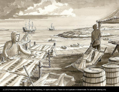 Fisherman at the Isles of Shoals in the 1600s by Bill Paarlberg
