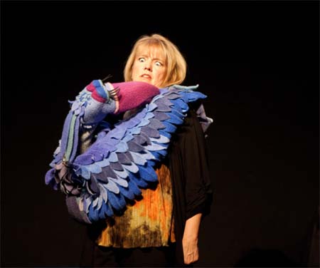 Lesley_Smith with giant bird puppet