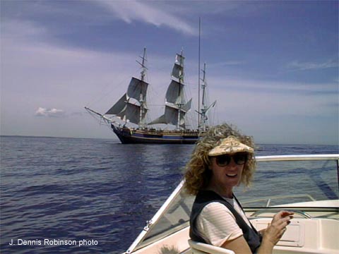 Lynn_Harnett_with tall ship