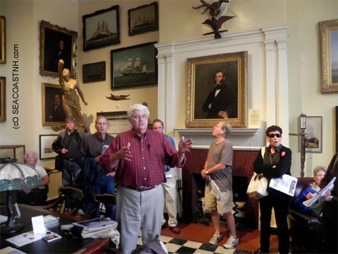 Richard Candee talks about the 1814 Brick Act to a group at the Portsmouth Athenaeum / J. Dennis Robinson photo