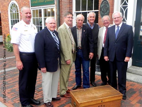Fire Dept, Federal Fire Society, Athenaeum reps pose in front of the Portsmouth Athenaeum on September 26, 2012 / J. Dennis Robinson photo