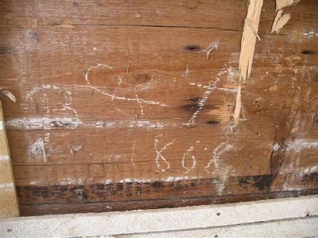 1868 date chalked inside wall of the Gosport House / SeacoastNH.com