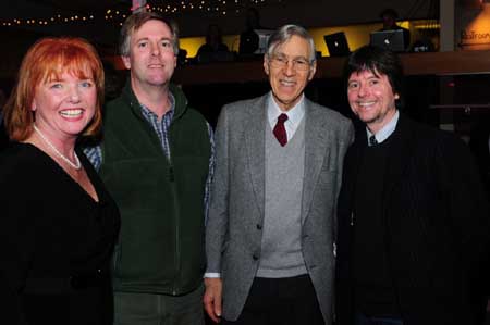 Patricia Lynch, Executive Director of The Music Hall, is joined by Mark McNabb, Paul Montrone, and Ken Burns.